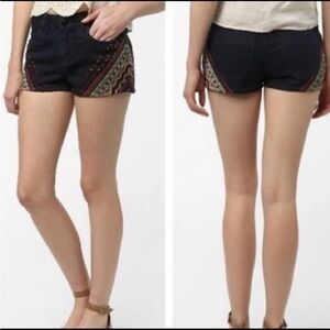 Women's Black Patterned Shorts